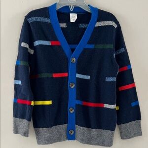 GAP Kids Navy Cardigan with Colorful Stripes Size 4